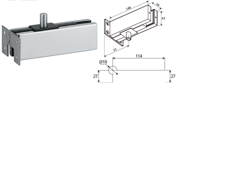 Augšējās eņģes stiprinājums uz stikla TG-C