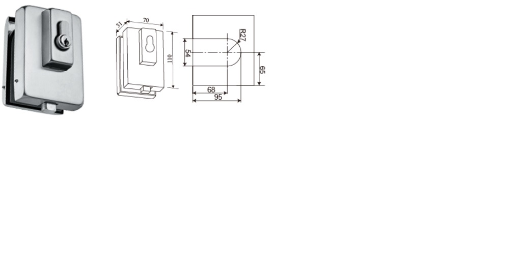 Stūra slēdzene TG ar cilindru un grīdas pretplāksni