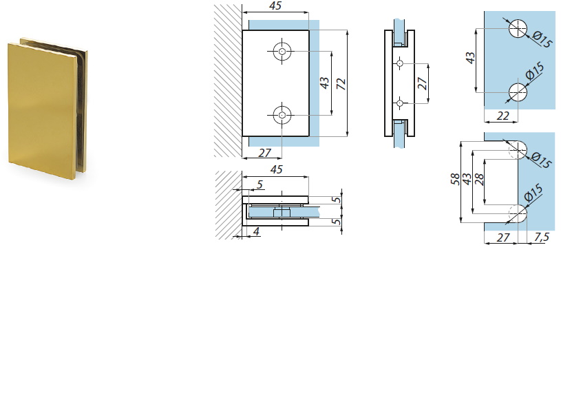 Stiprinājums stikls-siena