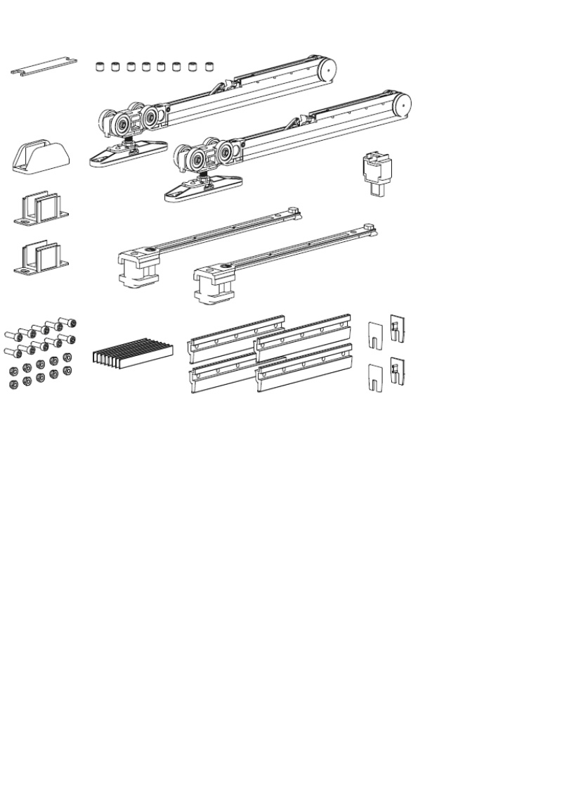 Bīdāmās sistēmas TERNO Vetro 120 furnitūras komplekts ar pneimatiskajām atdurēm