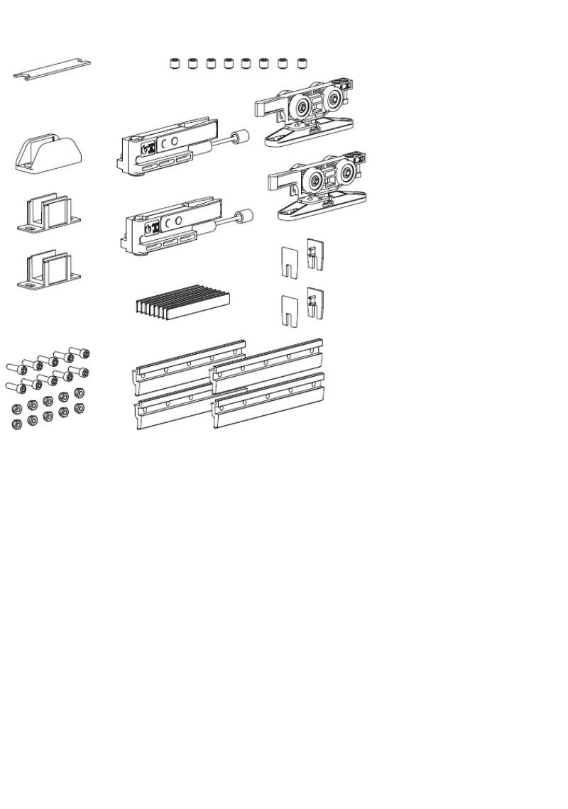 Bīdāmās sistēmas TERNO Vetro 80 furnitūras komplekts ar hidrauliskajām atdurēm