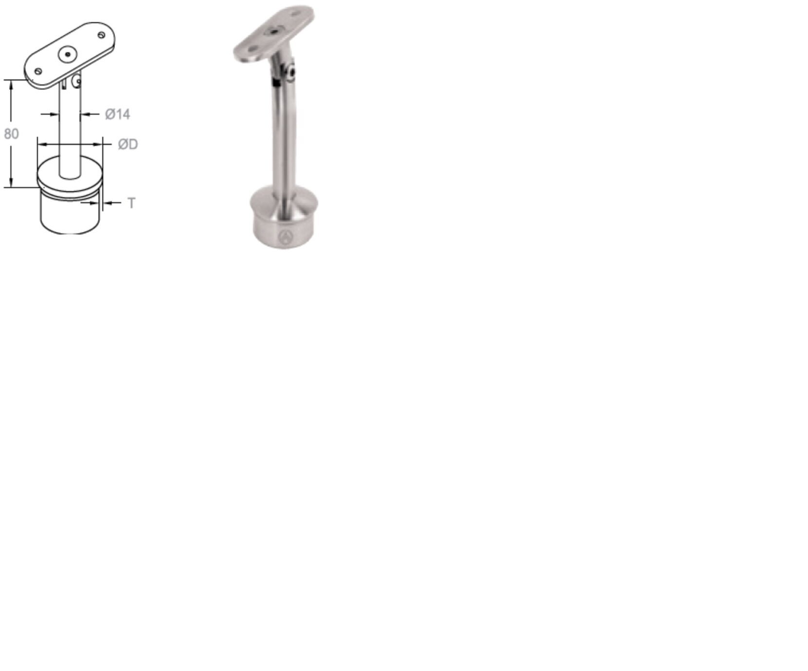Stabiņa D42,4 mm gals ar roktura turētāju ar šarnīru