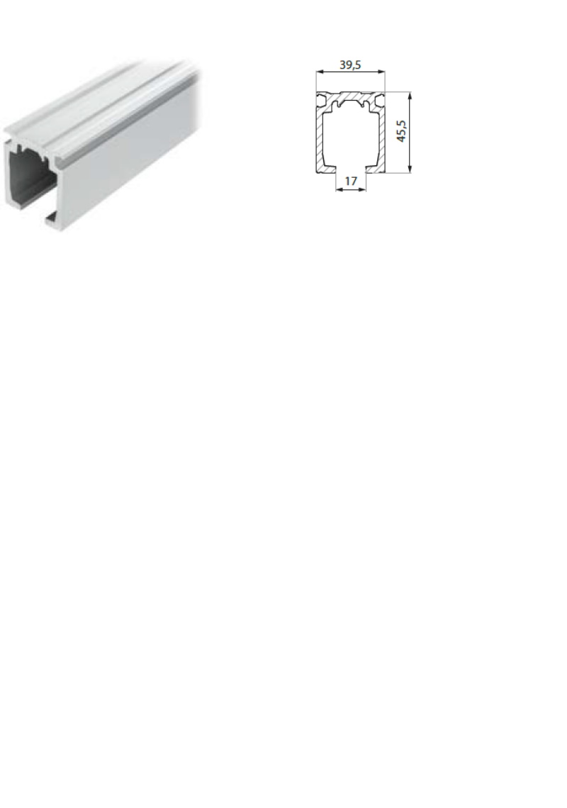 Bīdāmās sistēmas Terno Vetro 180 vadotnes profils