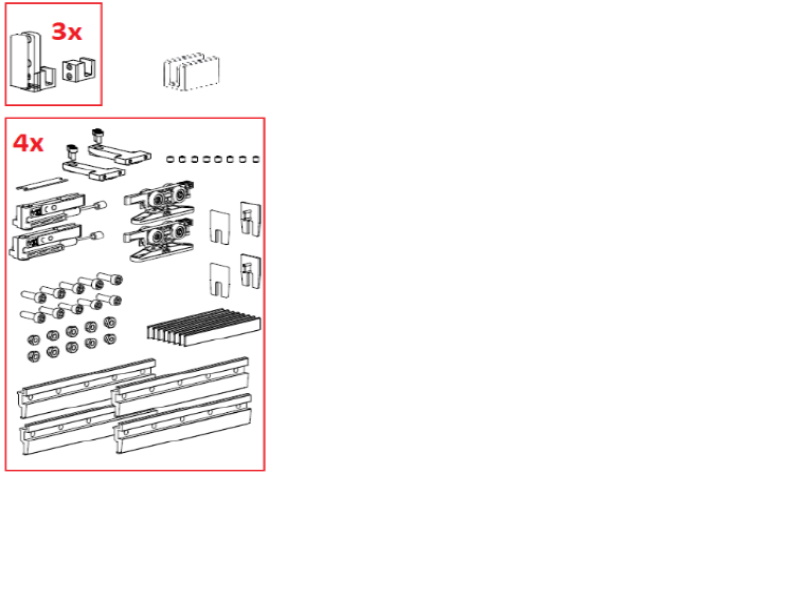 Bīdāmās teleskopiskās sistēmas TERNO Vetro 80 Drag furnitūras komplekts ar hidrauliskajām atdurēm