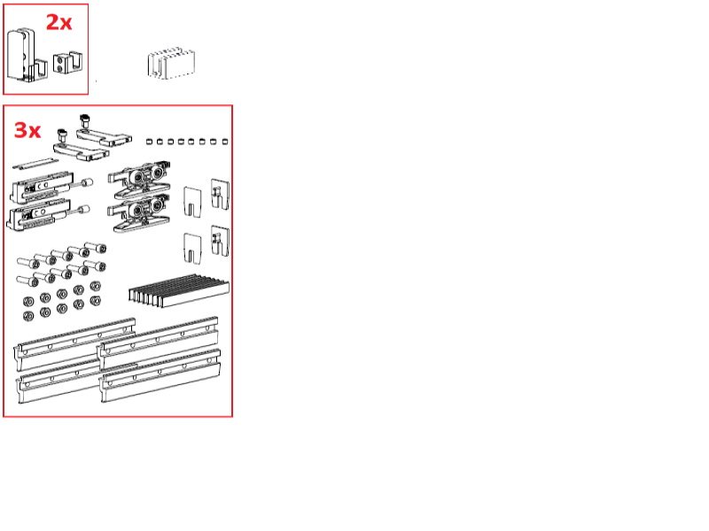 Bīdāmās teleskopiskās sistēmas TERNO Vetro 80 Drag furnitūras komplekts ar hidrauliskajām atdurēm