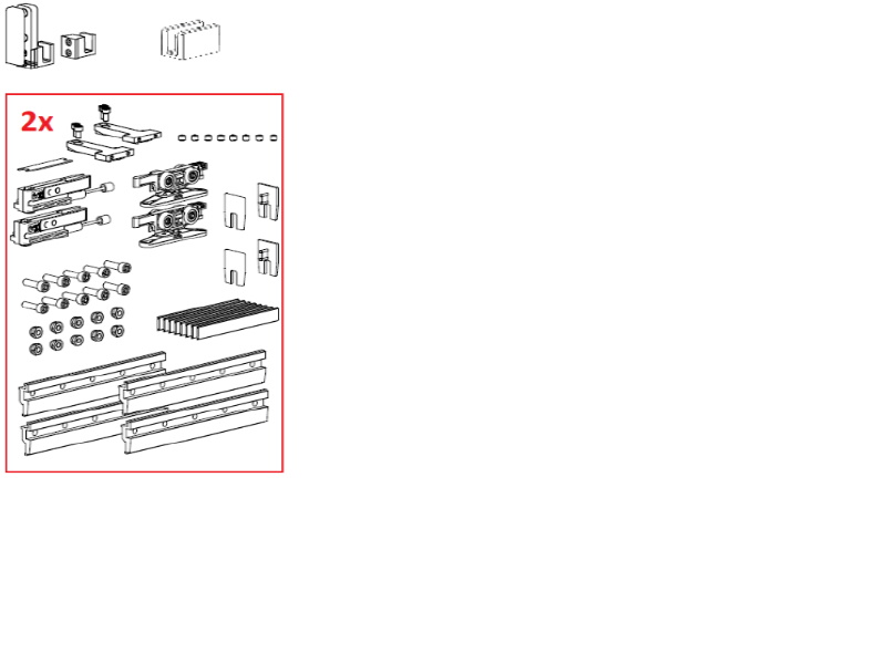 Bīdāmās teleskopiskās sistēmas TERNO Vetro 80 Drag furnitūras komplekts ar hidrauliskajām atdurēm