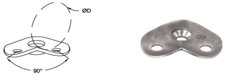 Roktura D42,4 mm turētāja plāksnīte stabiņam, 90gr