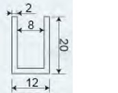 Alumīnija U-profils 8 mm stiklam, 12x20 mm