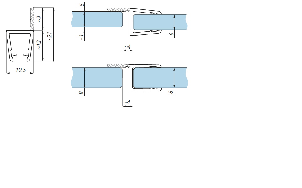 Akrila blīvprofils 6-8mm stiklam 2.5m