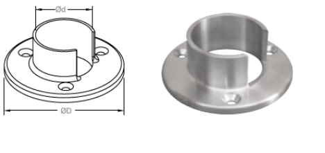 Sienas flancis uz stikla uzmaucamajai caurulei D42,4mm
