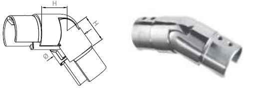 Šarnīrsavienojums uz stikla uzmaucamajai caurulei D42,4mm