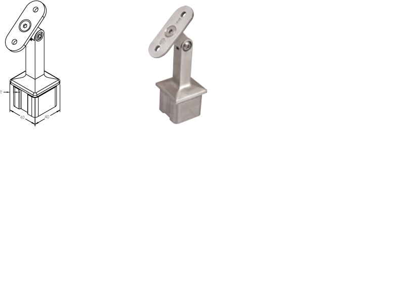 Stabiņa 40x40 mm gals ar roktura turētāju ar šarnīru