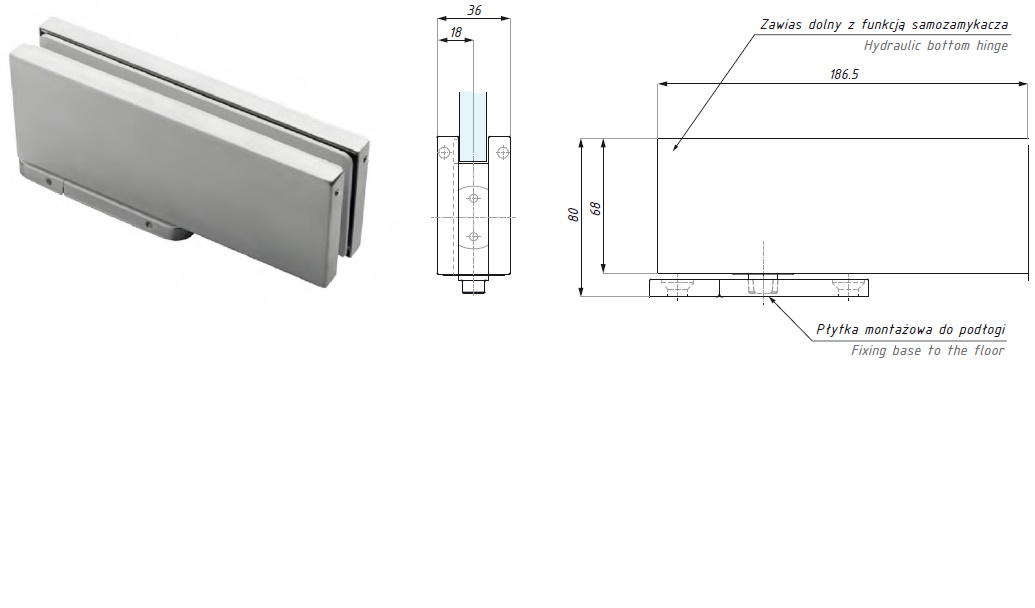 Hidrauliskais durvju aizvērējs-eņģe